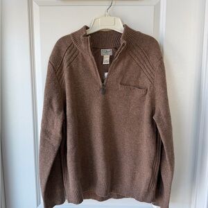 NWT L.L. Bean Men's Zip-Up Sweater in Rich Brown Size L